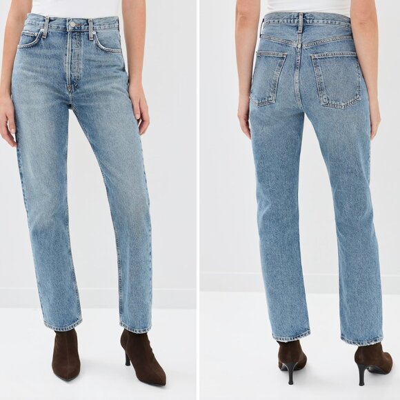 AGOLDE 90's Pinch Waist High Rise Straight Leg Jeans in Navigate 24 - Picture 2 of 15